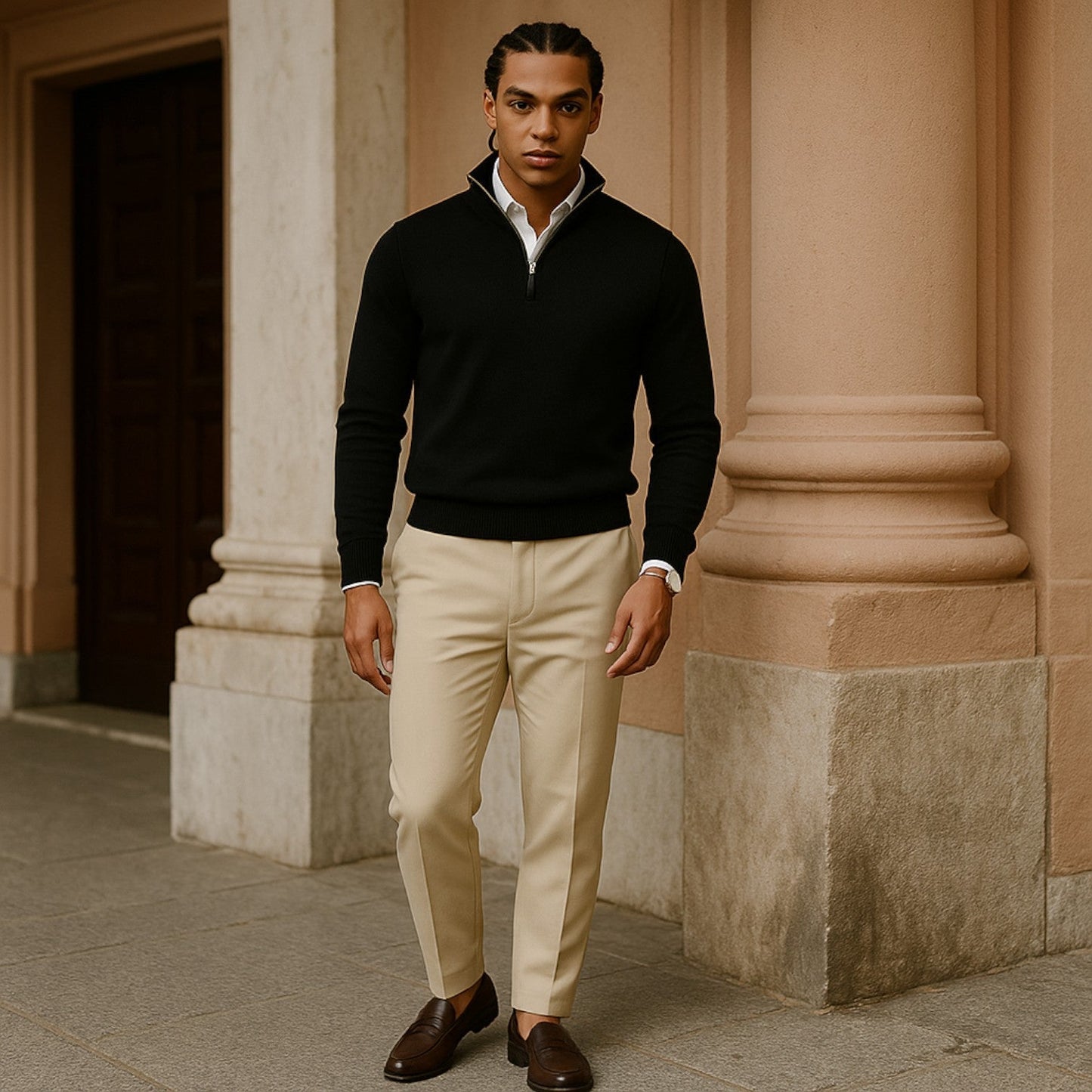 VogeLuxe | Men’s Cashmere Quarter Zip Sweater