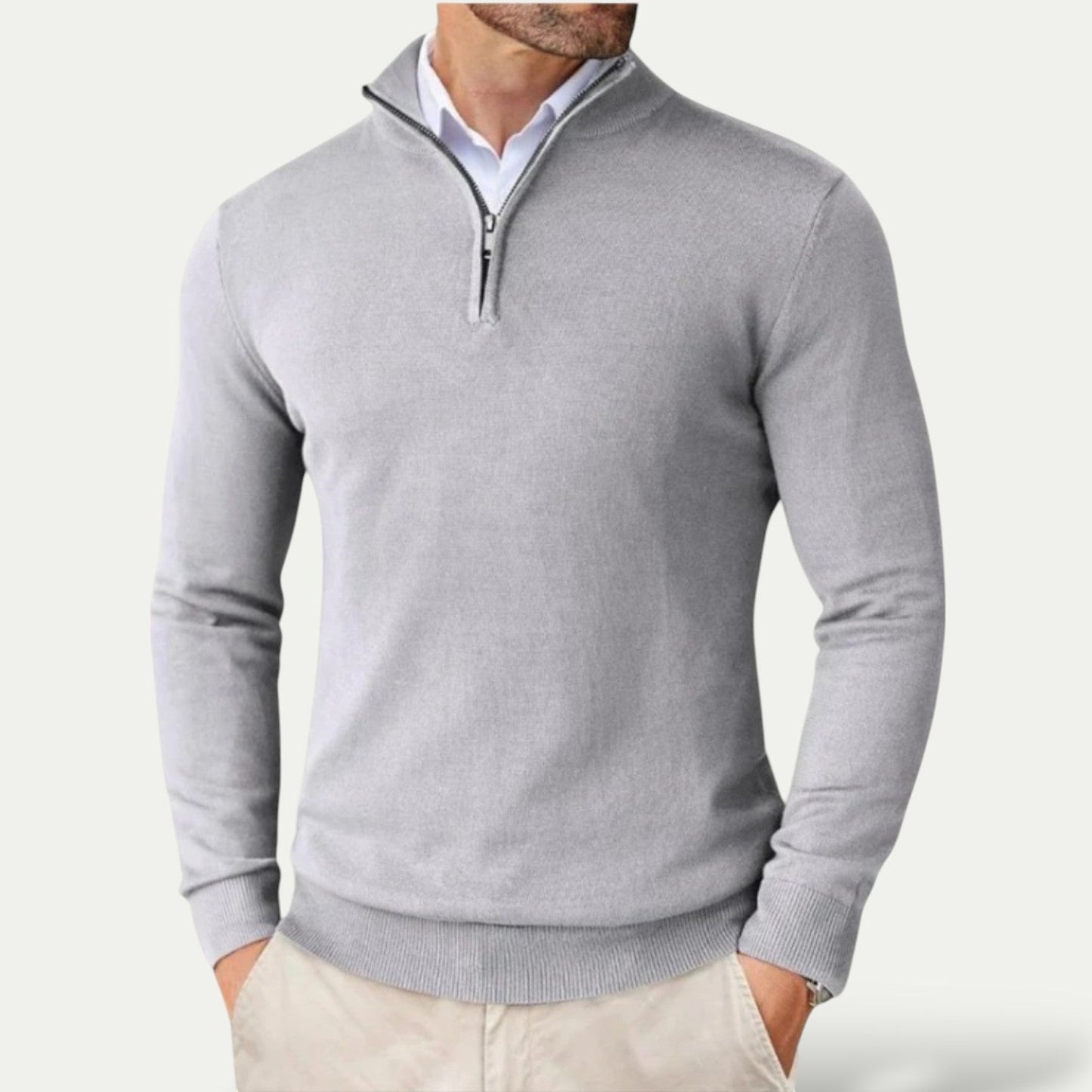 VogeLuxe | Men’s Cashmere Quarter Zip Sweater