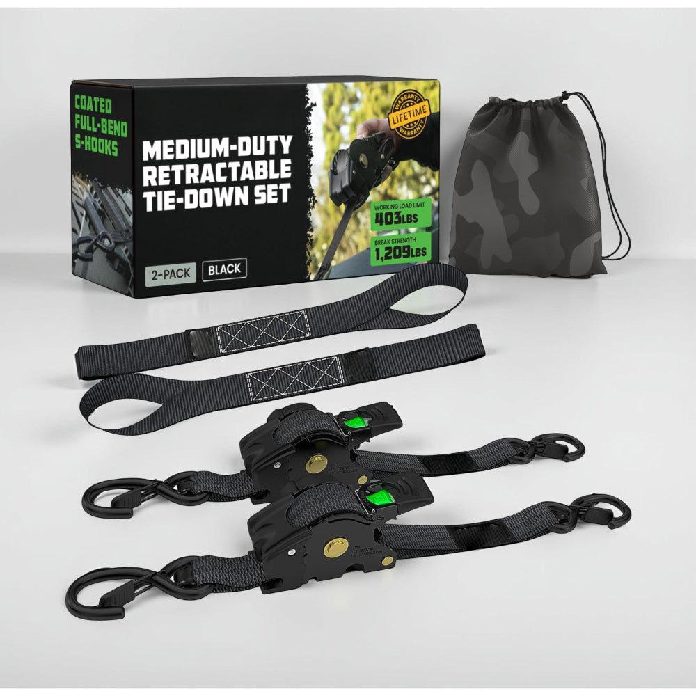 Durable Cargo Straps Retractable Tie Downs Heavy Duty Hooks - VogeLuxe