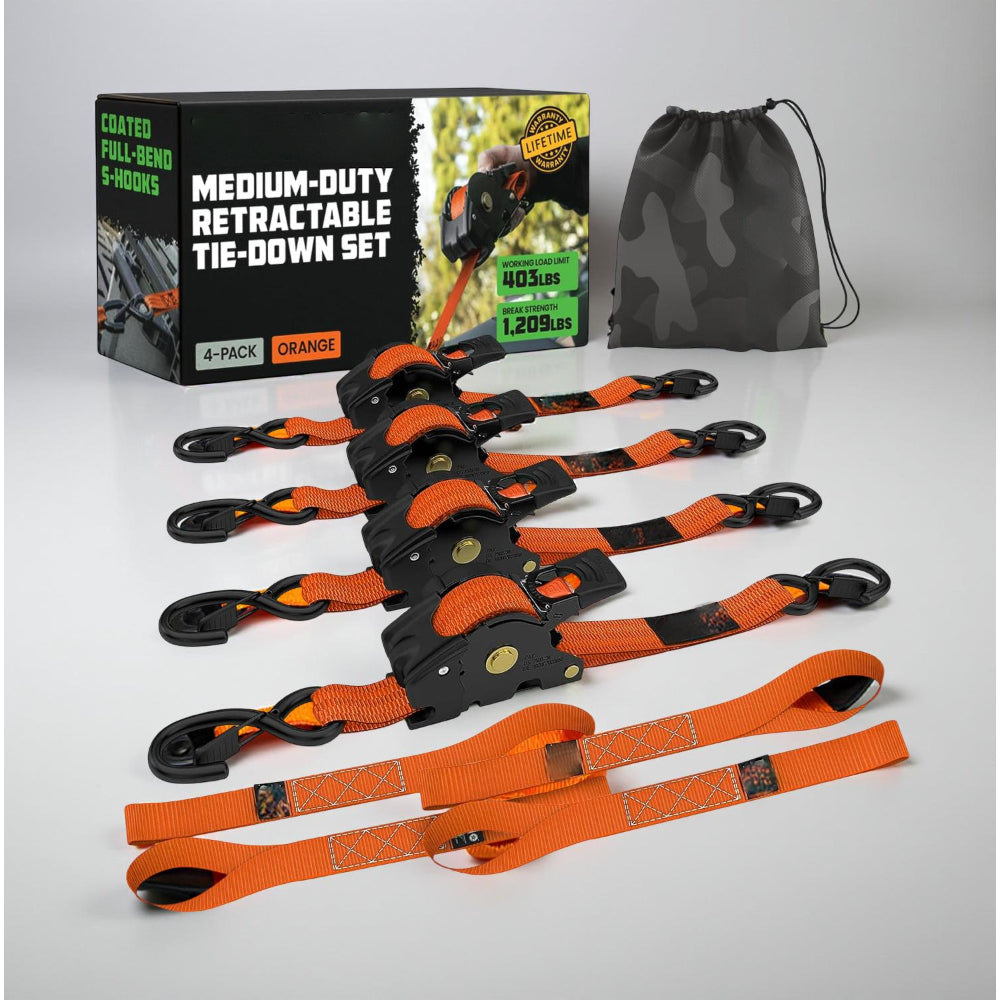 Durable Cargo Straps Retractable Tie Downs Heavy Duty Hooks