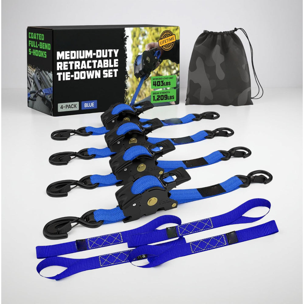Durable Cargo Straps Retractable Tie Downs Heavy Duty Hooks