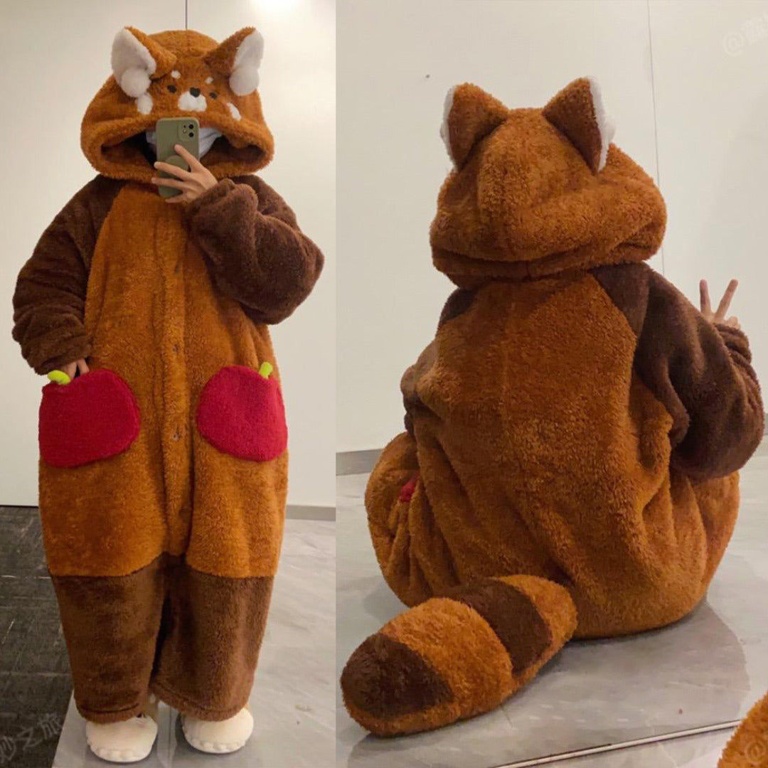 Soft Plush Red Panda Pajamas for Women Sleepwear - BritishElegance
