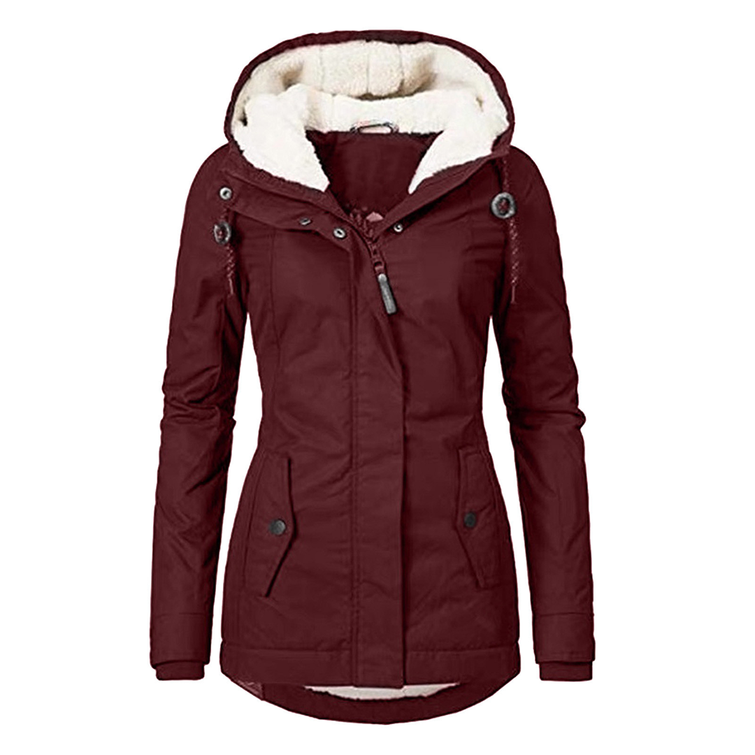 Waterproof Women's Jacket with Hood and Fleece Lining