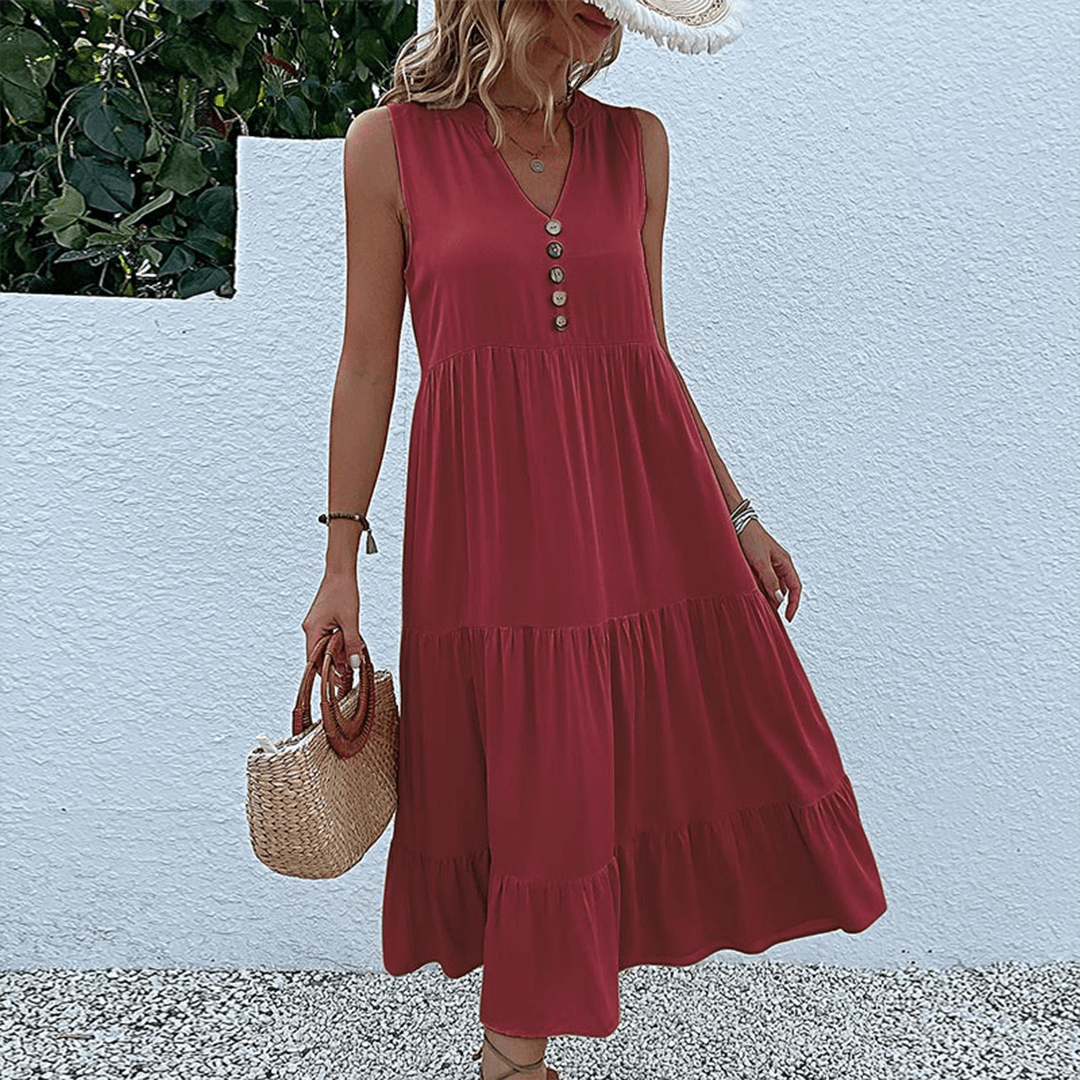 Summer Midi Dress Casual Chic Style - VogeLuxe