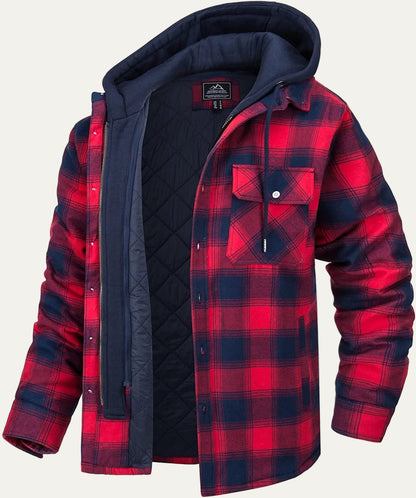 VogeLuxe | Men’s Thick Checkered Winter Hooded Jacket