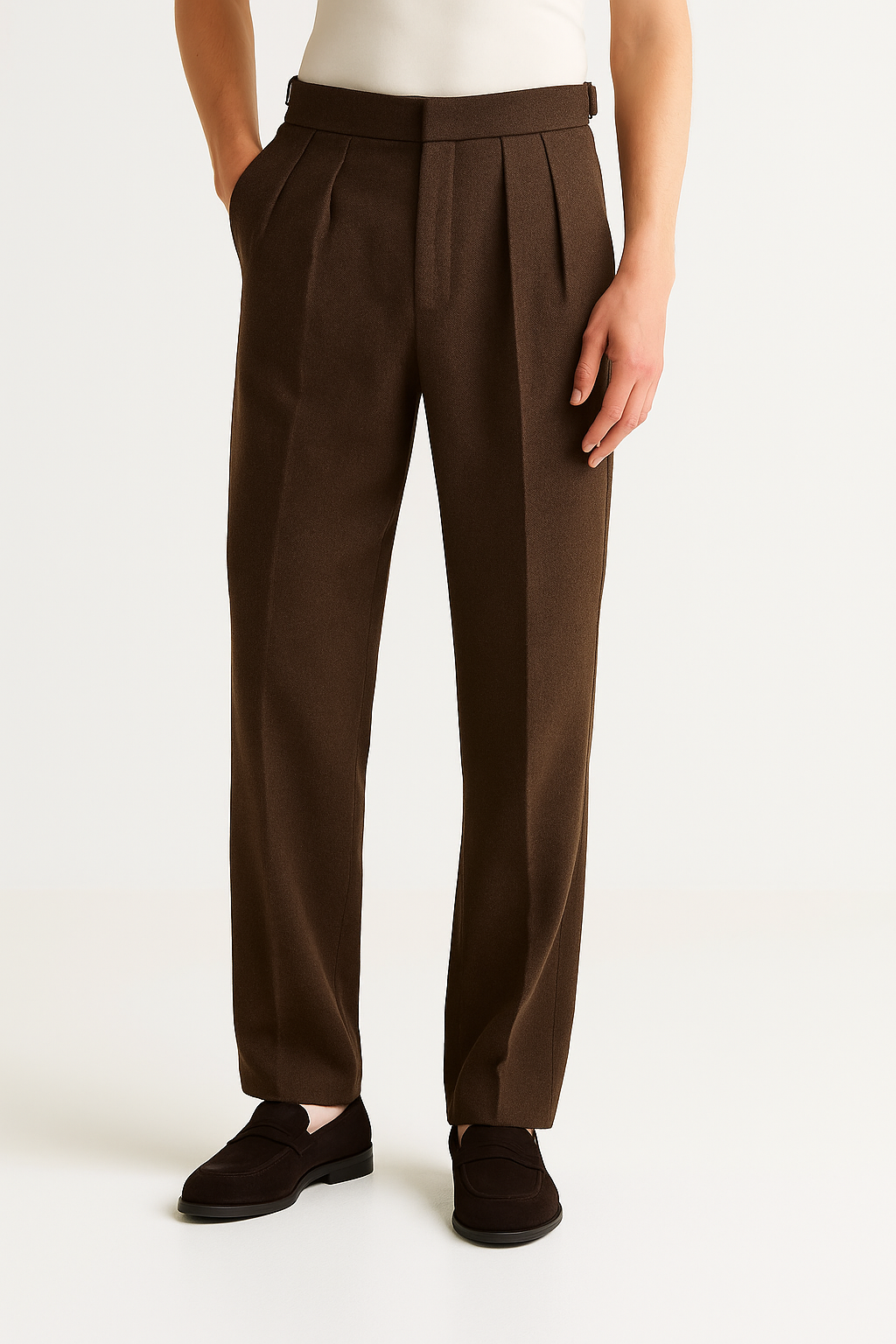 Relaxed Fit Twin Pleat Trousers with Back Welt Pocket Detail 0