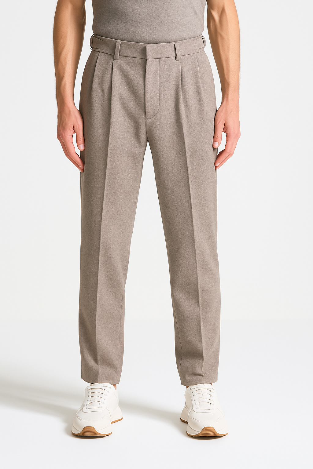 Relaxed Fit Twin Pleat Trousers with Back Welt Pocket Detail 1