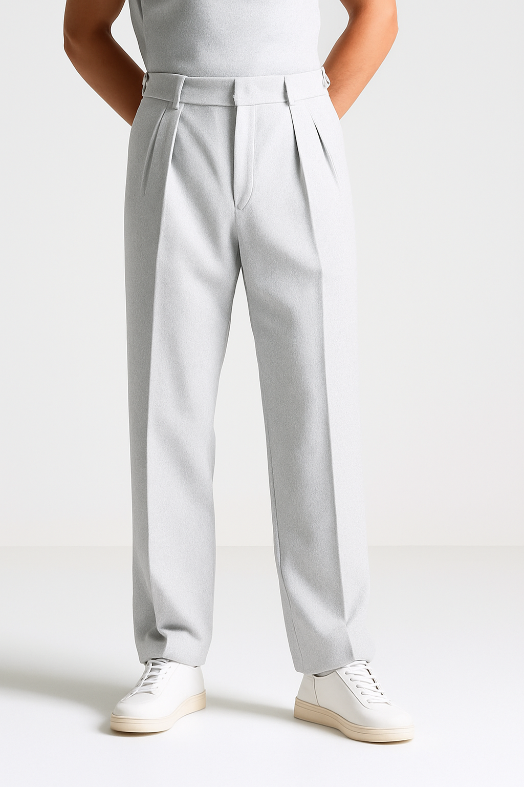 Relaxed Fit Twin Pleat Trousers with Back Welt Pocket Detail 4