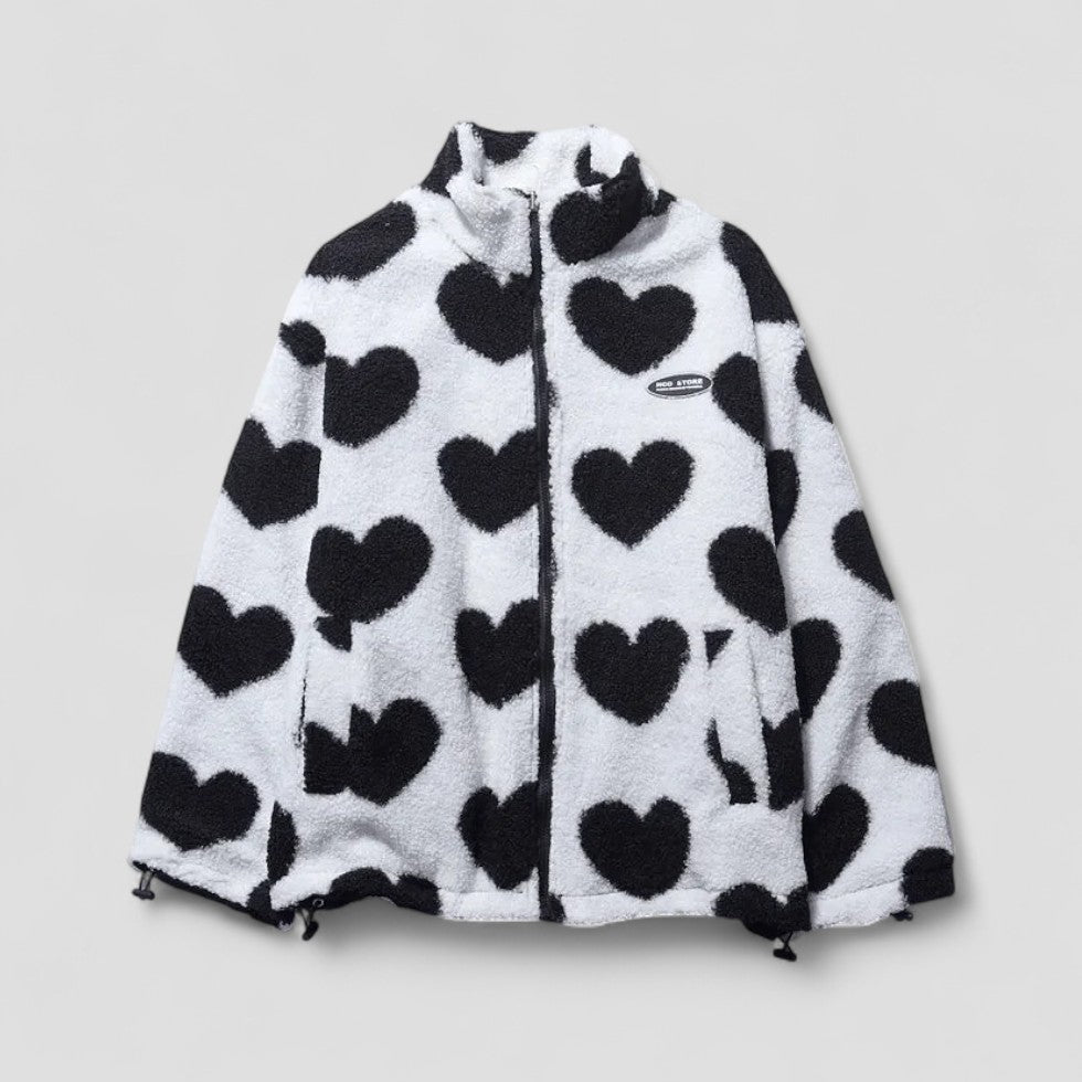 Reversible Puffer Jacket with Heart Print Lining