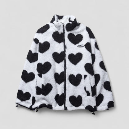 Reversible Puffer Jacket with Heart Print Lining