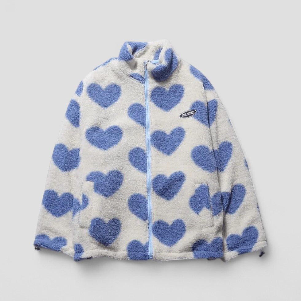 Reversible Puffer Jacket with Heart Print Lining