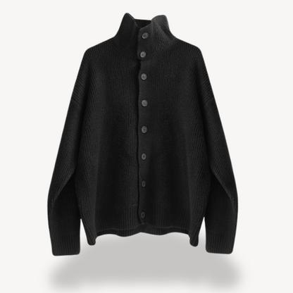 Ribbed Knit Button Cardigan for Men