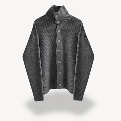 Ribbed Knit Button Cardigan for Men