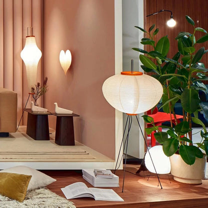 Elegant Paper Shade Floor Lamp - Soft Warm Lighting - VogeLuxe