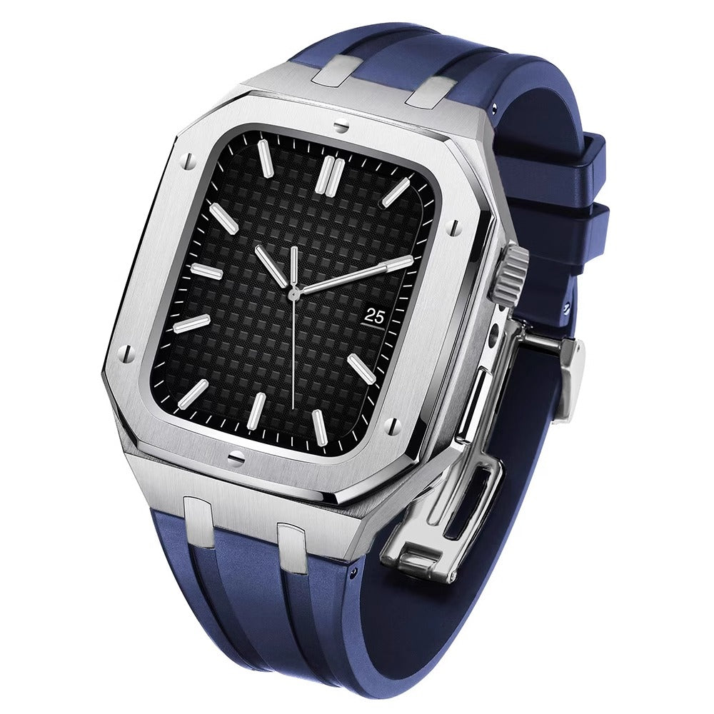 Soft Silicone Strap and Durable Steel Case for Apple Watch