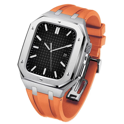 Soft Silicone Strap and Durable Steel Case for Apple Watch