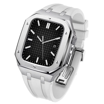 Soft Silicone Strap and Durable Steel Case for Apple Watch
