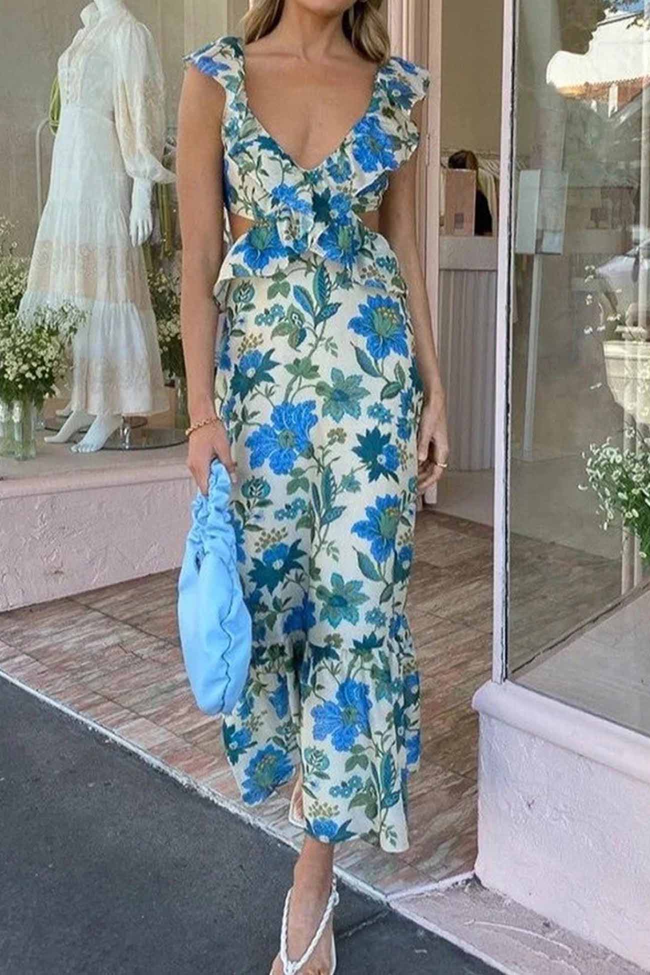 Beautiful Summer Maxi Dress - Strapless with Ruffles