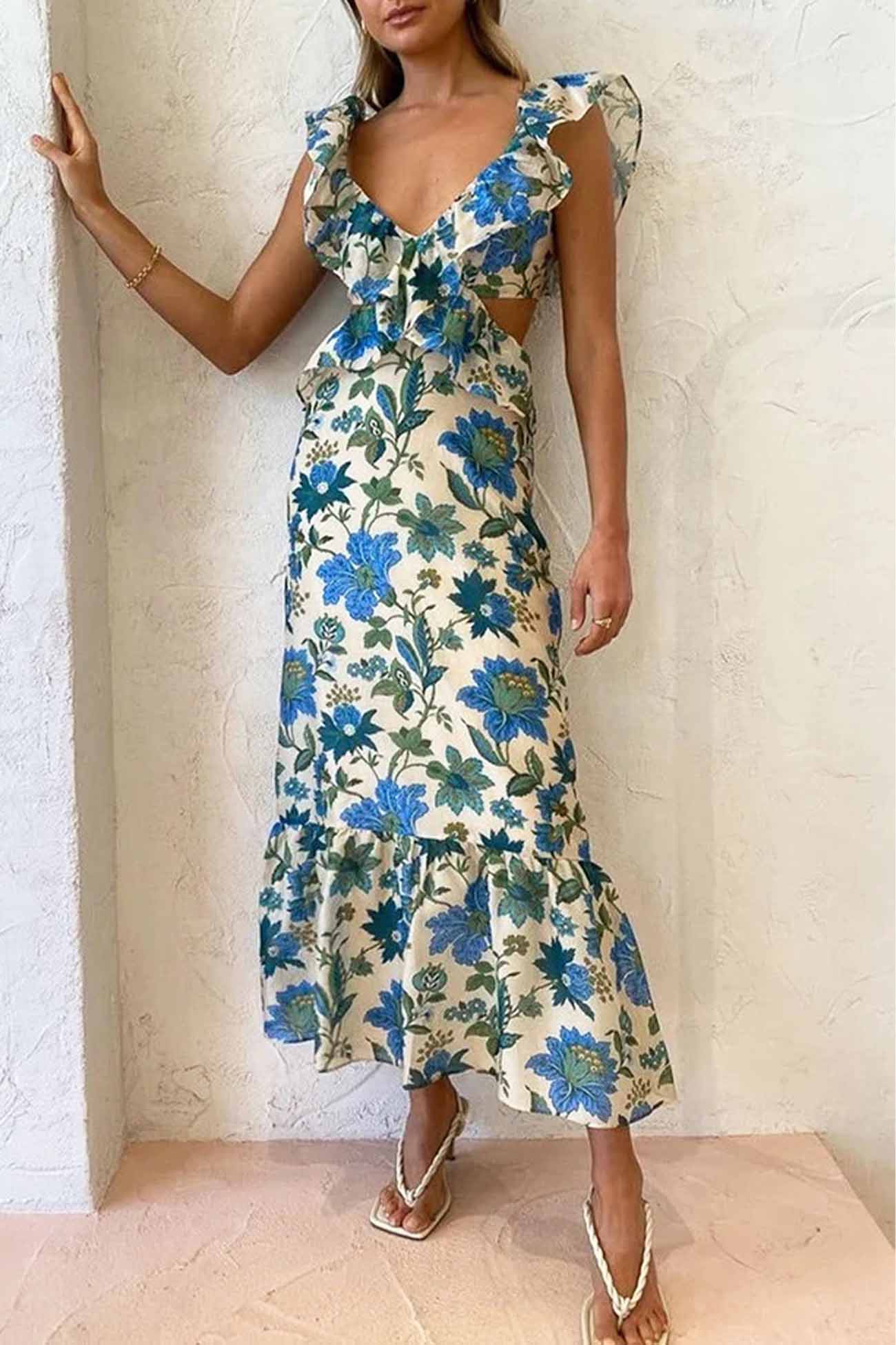 Beautiful Summer Maxi Dress - Strapless with Ruffles