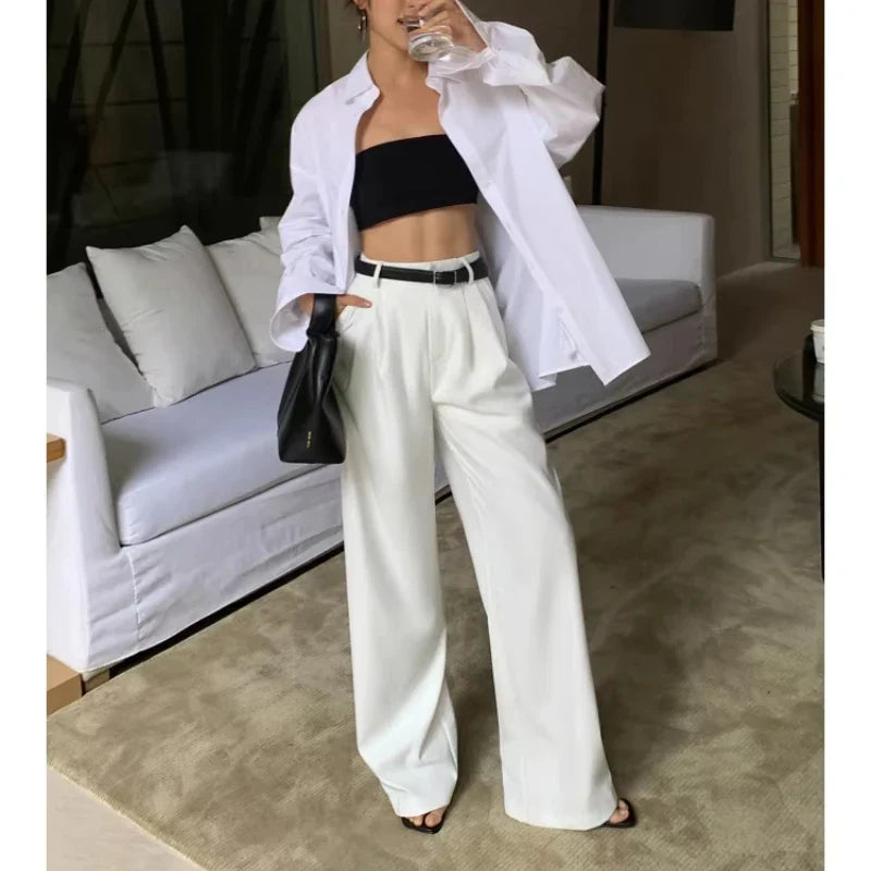 Fashionable Women's Wide Leg Work Pants - BritishElegance