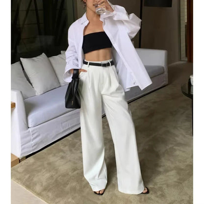 Fashionable Women's Wide Leg Work Pants - BritishElegance