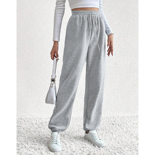 Comfortable High Waist Athletic Pants – Everyday Solid Trousers - VogeLuxe