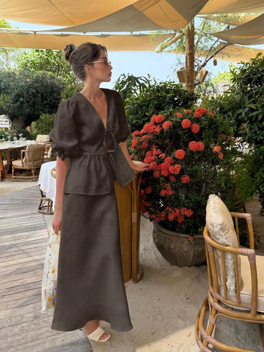Pretty Ruffled Off Shoulder Dress Set