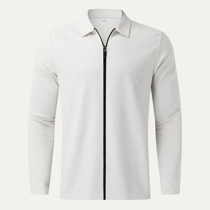 VogeLuxe | Men’s Textured Zip Up Collared Jacket