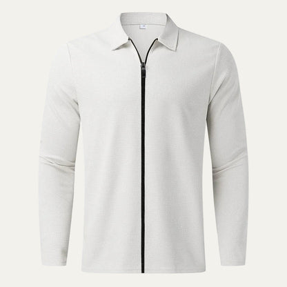 VogeLuxe | Men’s Textured Zip Up Collared Jacket