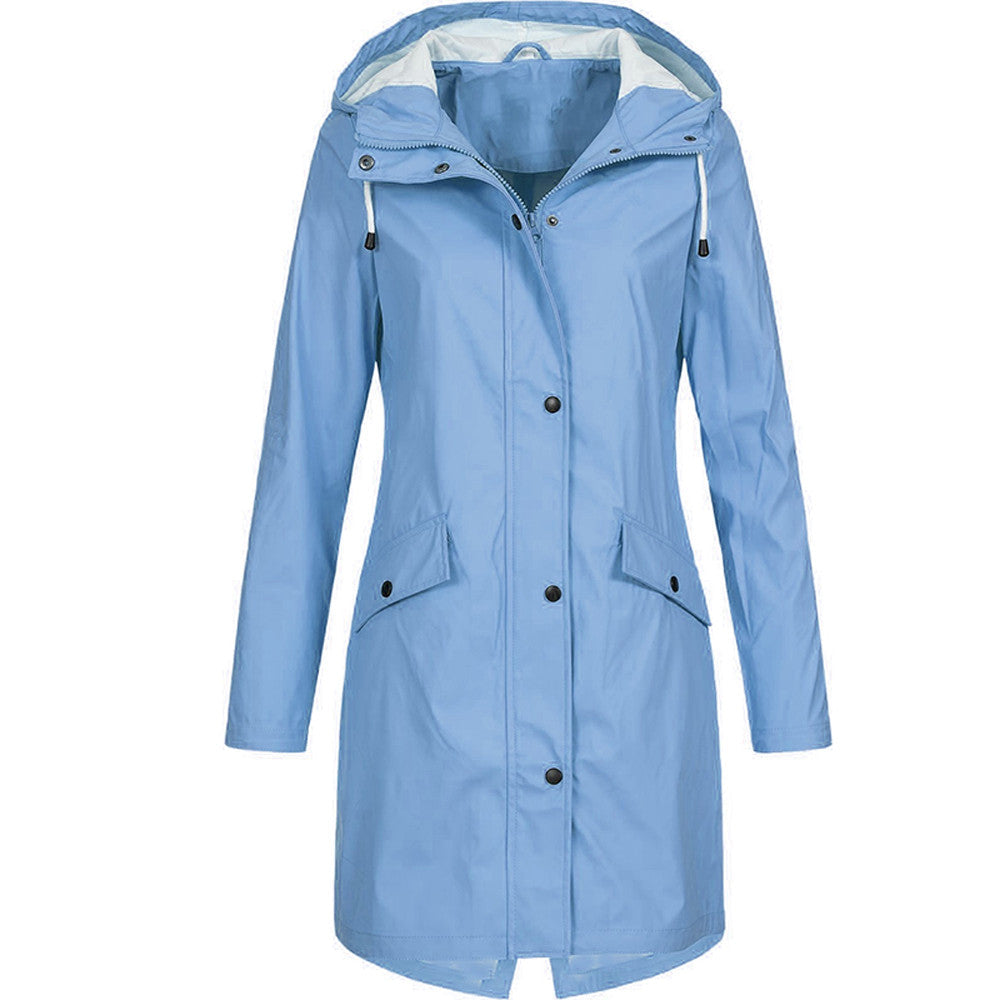 Waterproof Women's Hooded Jacket With Zip Fastening
