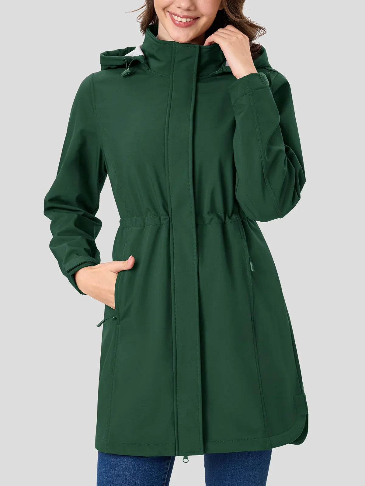 Waterproof Breathable Ladies Long Parka Jacket