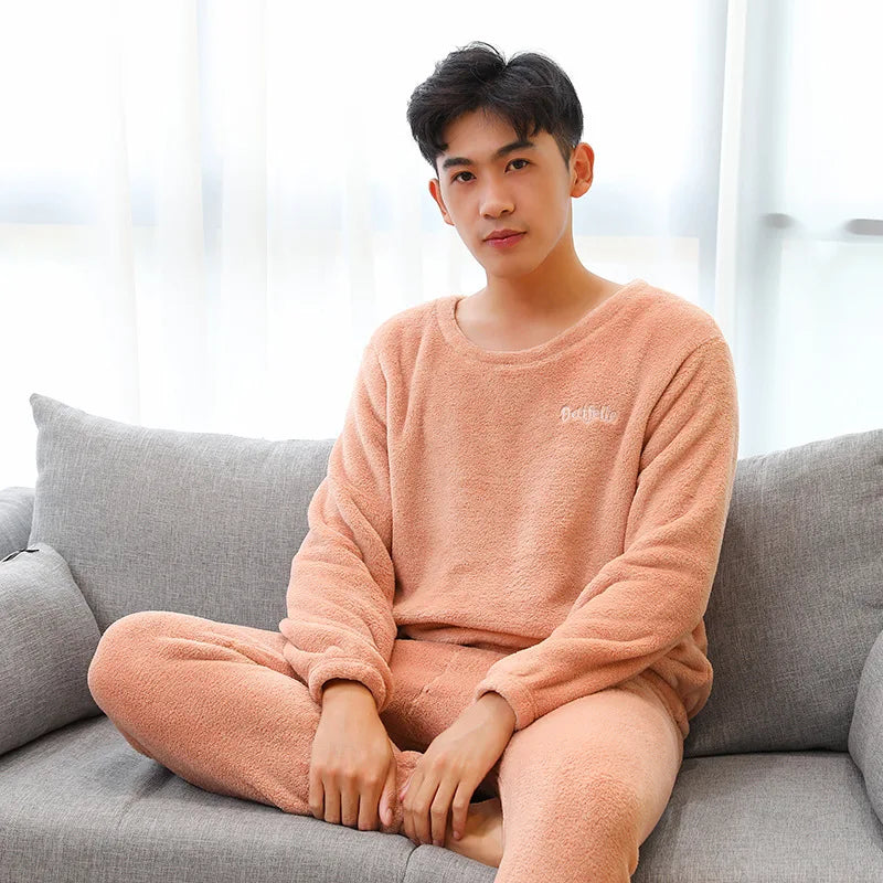 Soft Plush 2-Piece Sleepwear Set for Men