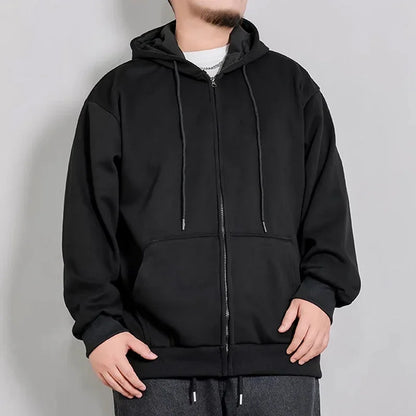 Large Size Men's Zip Up Hooded Sweatshirt - VogeLuxe