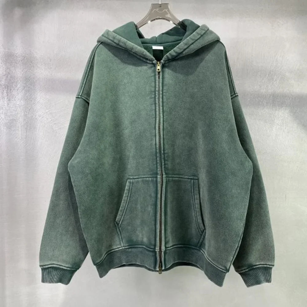 Premium Distressed Full Zip Urban Hoodie - VogeLuxe