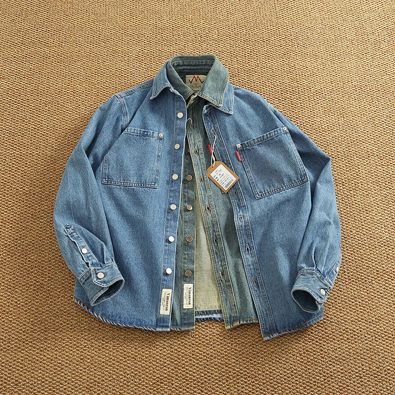 Classic Relaxed Fit Denim Shirt Jacket for Men - VogeLuxe