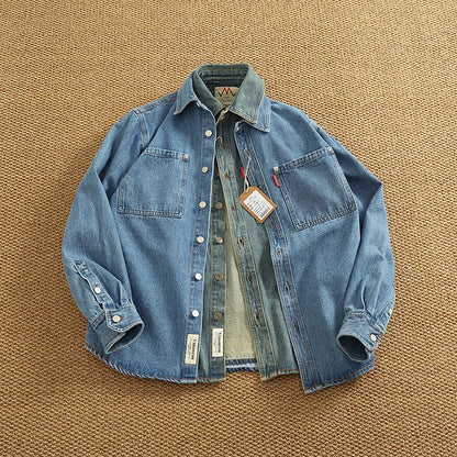 Classic Relaxed Fit Denim Shirt Jacket for Men - VogeLuxe