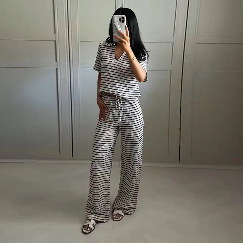 Cozy Striped Sweater and Leggings Set