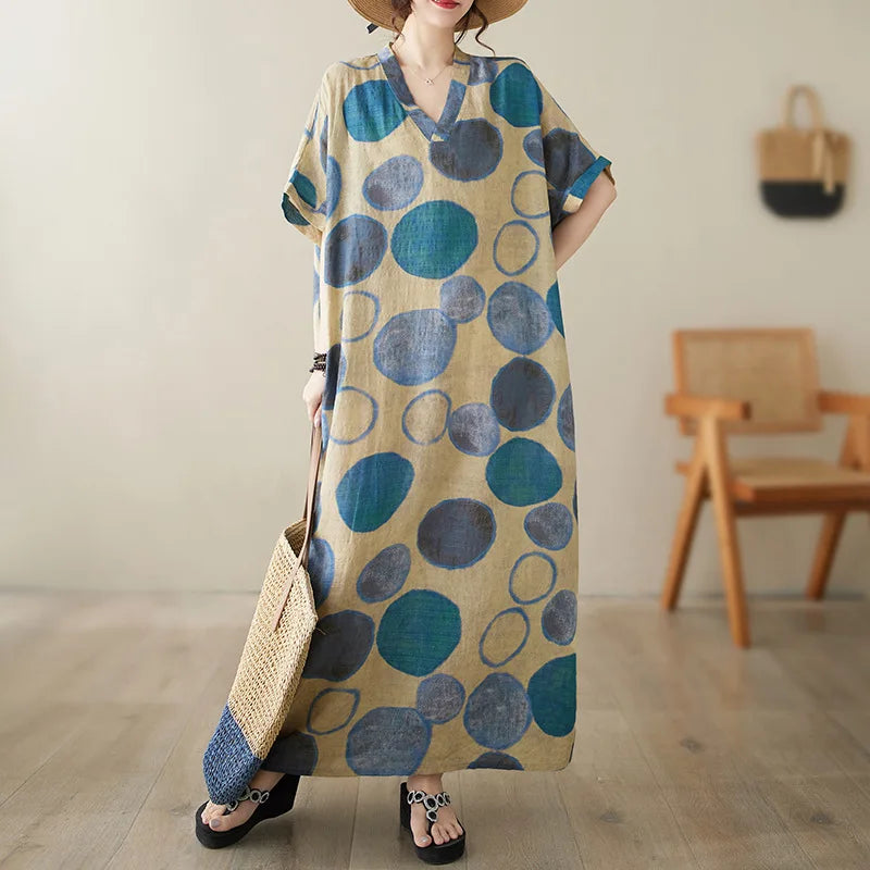 Free-Spirited Global Maxi Sundress - Relaxed Casual Wear