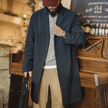 Classic Retro Long Men's Trench Coat - VogeLuxe