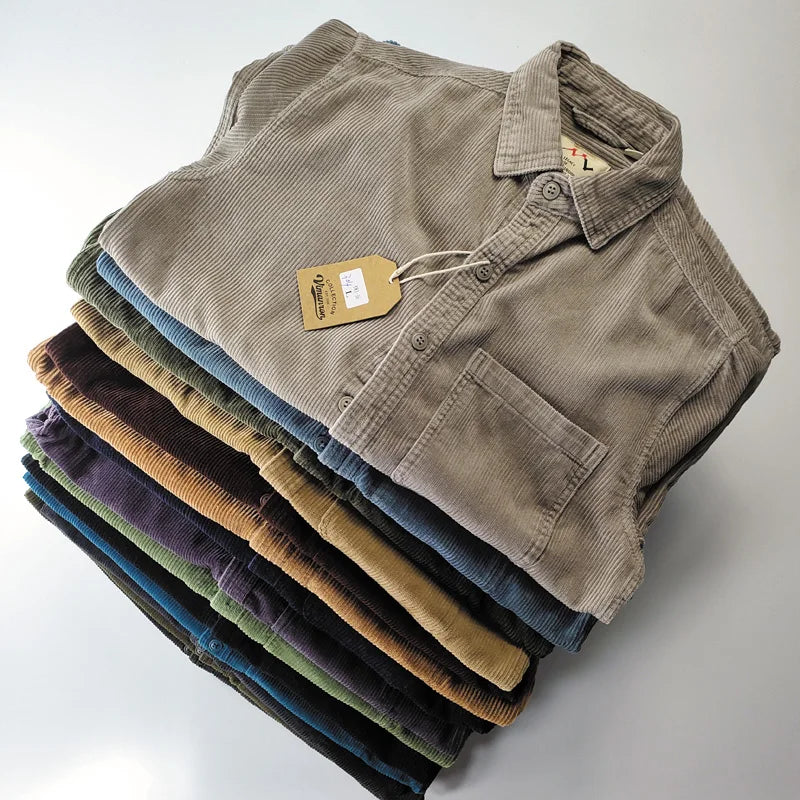 Classic Casual Corduroy Button Down Shirt for Men - VogeLuxe