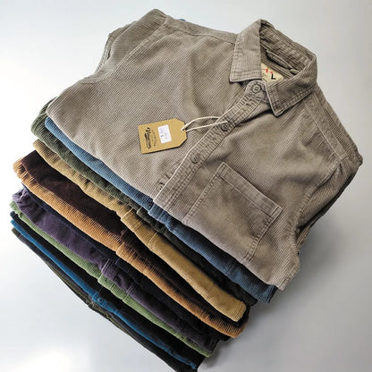 Classic Casual Corduroy Button Down Shirt for Men - VogeLuxe