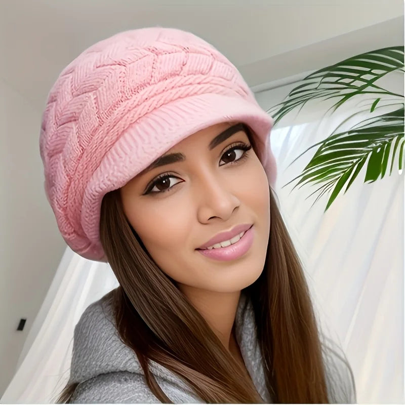Classic Warm Beanie Hat with Brim