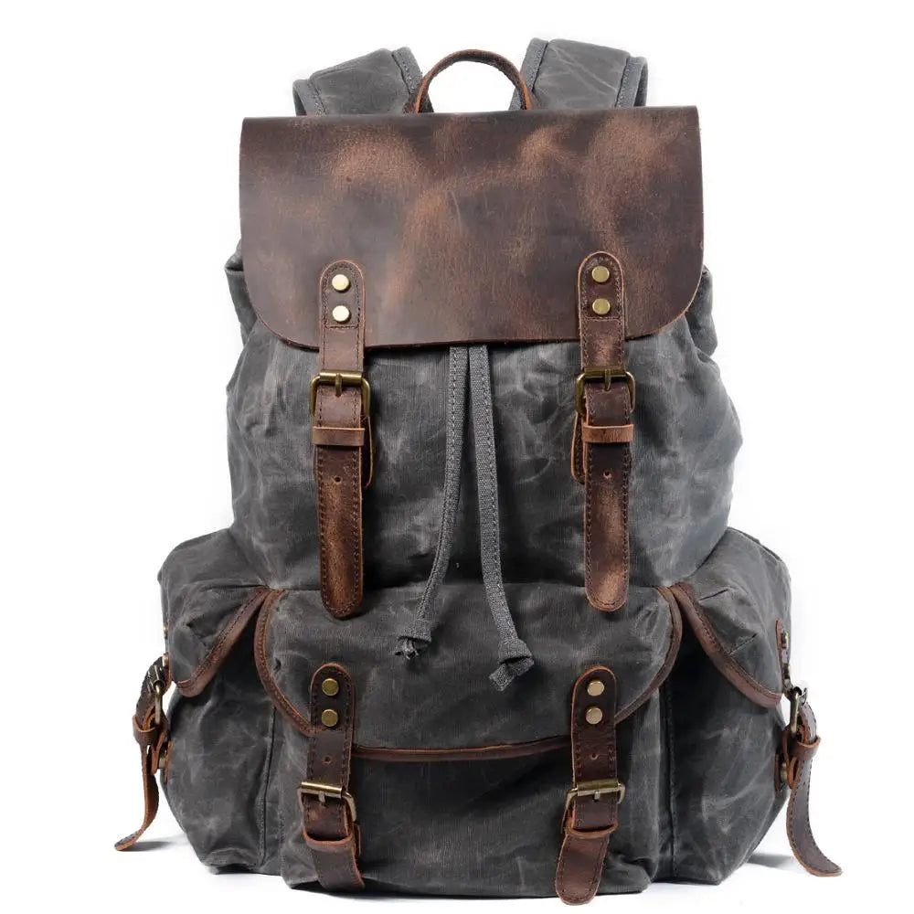 Durable Canvas Leather School Backpack