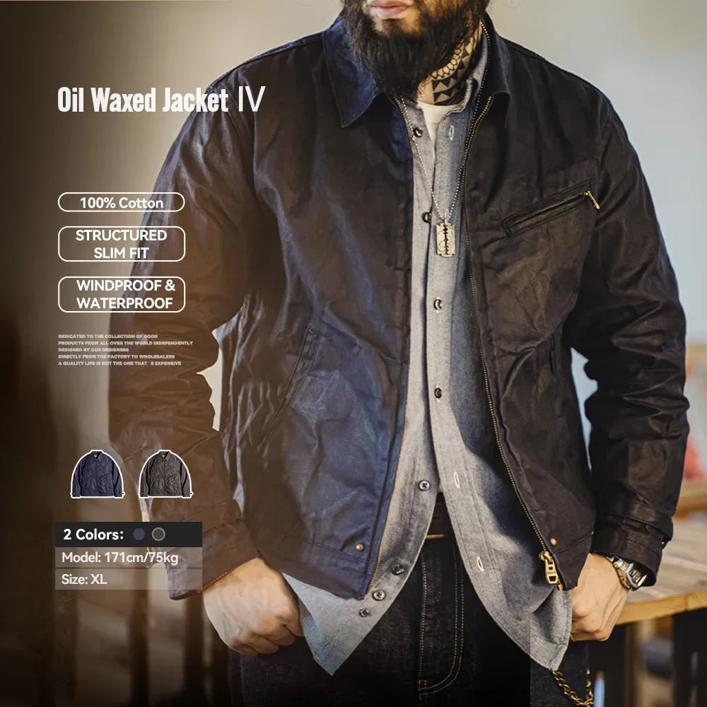 Waterproof Canvas Fitted Mens Jacket - VogeLuxe
