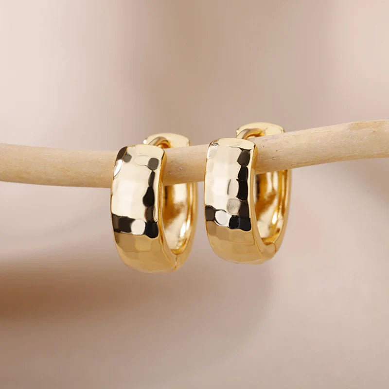 Shiny Metallic Mini Hoop Earrings - BritishElegance