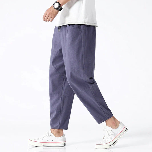 Comfortable Loose Fit Casual Pants with Elastic Waistband - VogeLuxe
