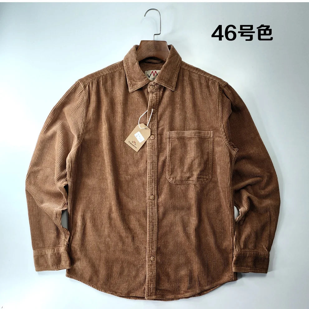 Classic Casual Corduroy Button Down Shirt for Men