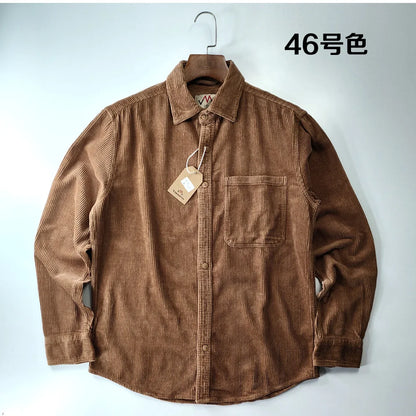 Classic Casual Corduroy Button Down Shirt for Men