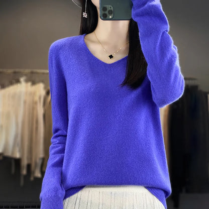 Cozy Australian Merino Wool V-Neck Sweater