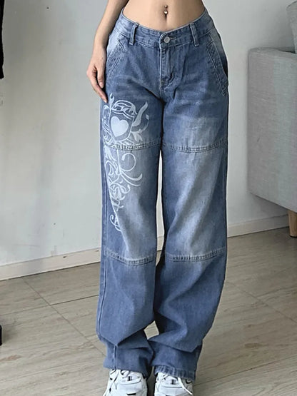 Relaxed Fit Women's Distressed Straight Leg Jeans